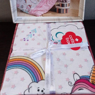 Дитяча постільна білизна в ліжечко Cotton Box фланель Unicorn Pembe