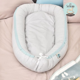 Кокон гніздечко позіціонер для сну немовлят ТМ Ідея Sei Design смужка сіра